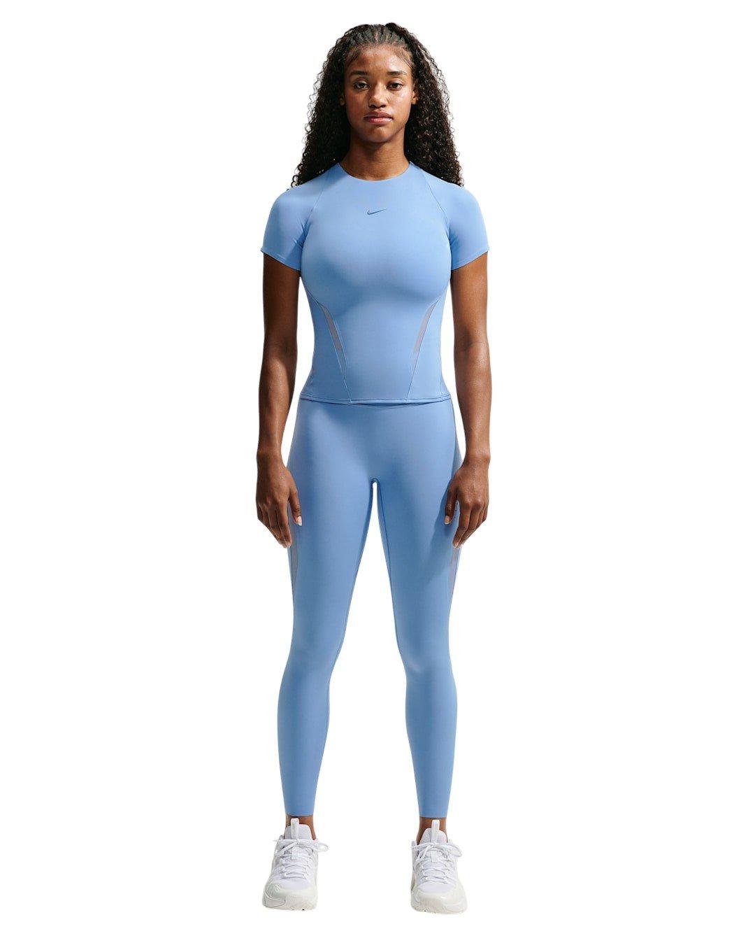 Nike Women's Universa Mesh Short Sleeve Top - Light Blue - LIGHT BLUE